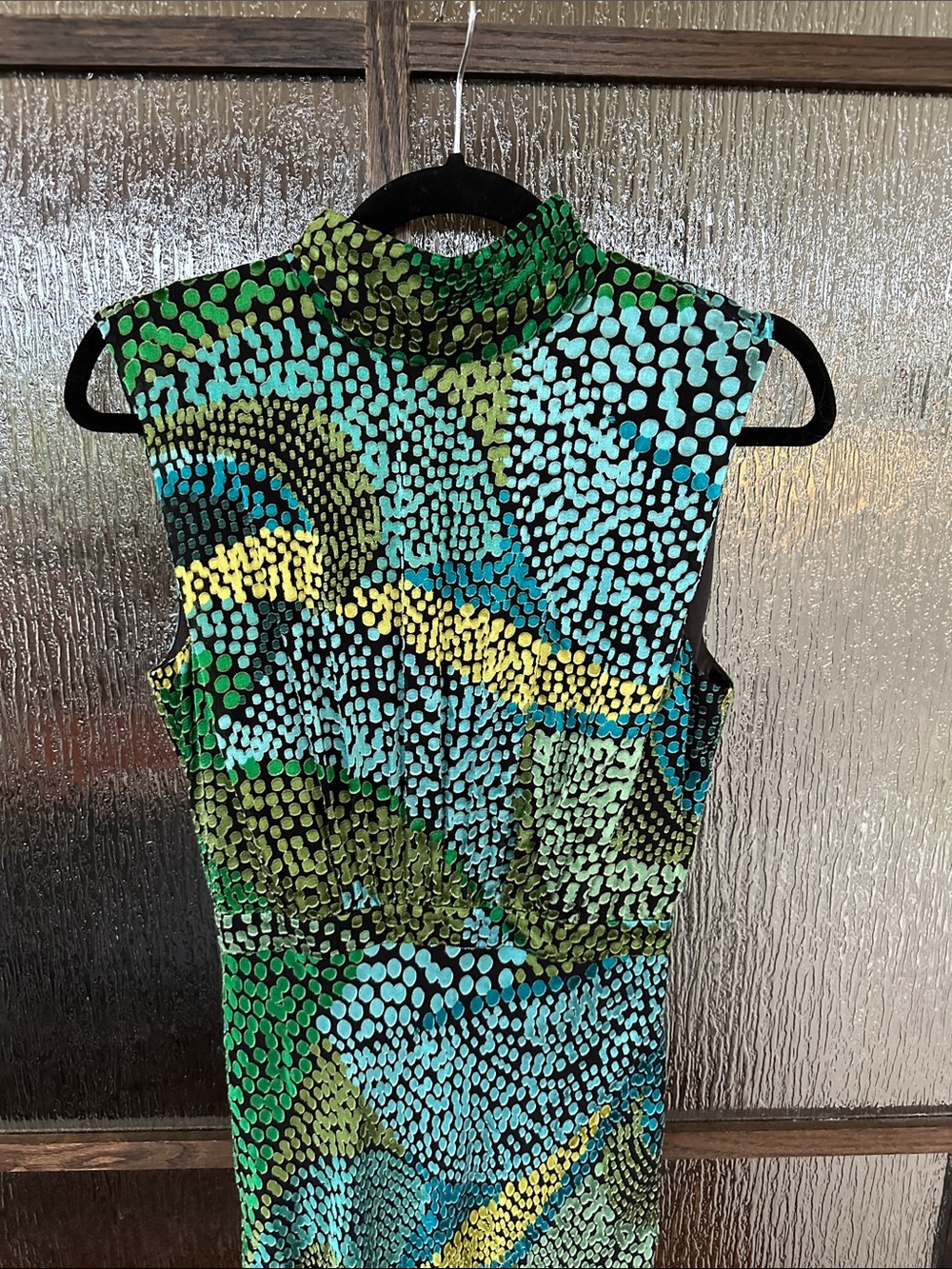 SALONI Fleur Dot Print Dress Sleeveless High-Neck Green Patterned Maxi Dress sz4 - Picture 12 of 17